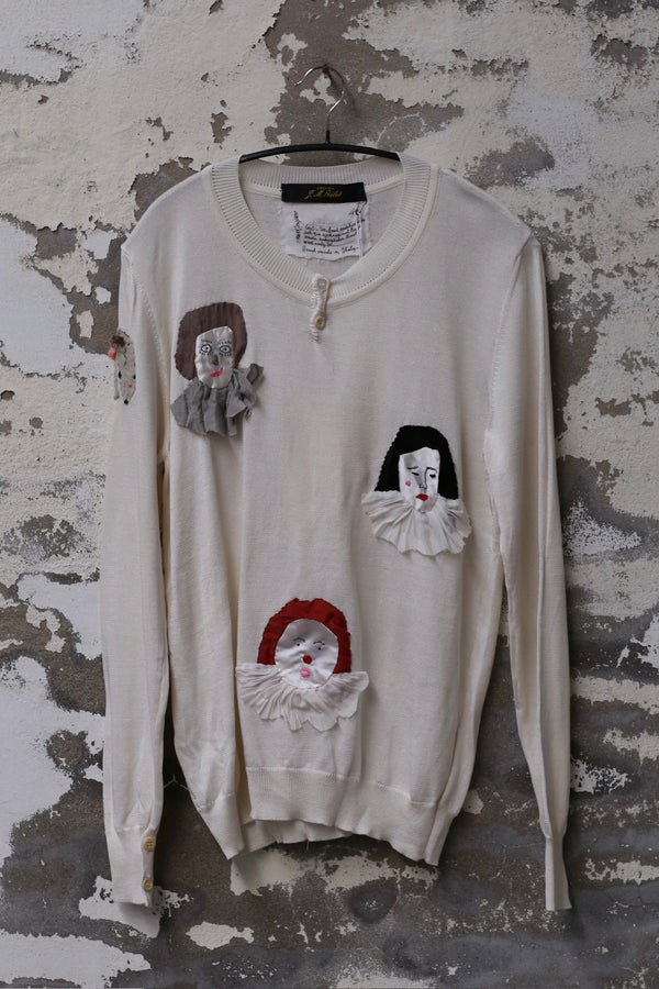 ARCHIVIO J.M.Ribot Hand-sewn sweater Italy AJM-KN11/SW/APP-BAI White